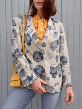 Charger l'image dans la galerie, Blazer vintage Hyacinthe - Lin fleuri. Taille L, 40, 42. Weinberg. Made in France