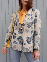 Charger l'image dans la galerie, Blazer vintage Hyacinthe - Lin fleuri. Taille L, 40, 42. Weinberg. Made in France