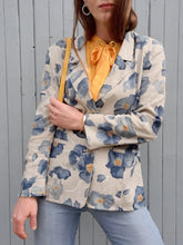 Charger l'image dans la galerie, Blazer vintage Hyacinthe - Lin fleuri. Taille L, 40, 42. Weinberg. Made in France