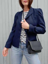 Charger l'image dans la galerie, Pochette vintage Dina - Cuir grainé noir. Lanvin Paris. Made in France.