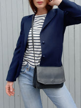 Charger l'image dans la galerie, Pochette vintage Dina - Cuir grainé noir. Lanvin Paris. Made in France.