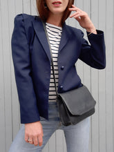 Charger l'image dans la galerie, Pochette vintage Dina - Cuir grainé noir. Lanvin Paris. Made in France.