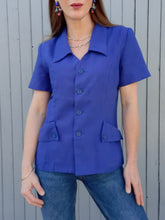 Charger l'image dans la galerie, Blazer vintage Claire - Bleu roi, poches à revers. Taille S, 36, 38. Essentiel.