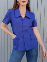 Charger l'image dans la galerie, Blazer vintage Claire - Bleu roi, poches à revers. Taille S, 36, 38. Essentiel.