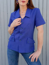 Charger l'image dans la galerie, Blazer vintage Claire - Bleu roi, poches à revers. Taille S, 36, 38. Essentiel.