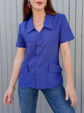 Charger l'image dans la galerie, Blazer vintage Claire - Bleu roi, poches à revers. Taille S, 36, 38. Essentiel.