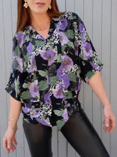 Charger l'image dans la galerie, Blouse vintage Charline - Motifs dentelles et fleurs. Taille M, 38, 40. Made in France.