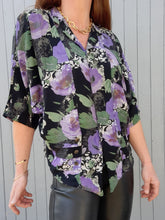 Charger l'image dans la galerie, Blouse vintage Charline - Motifs dentelles et fleurs. Taille M, 38, 40. Made in France.