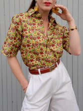 Charger l'image dans la galerie, Chemisette vintage Aurélia - Tissu liberty. Taille S, 36, 38. Cacharel.