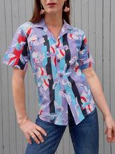 Charger l'image dans la galerie, Chemisette vintage Salima - Imprimé tropical. Perroquets. Taille S, 36, 38. Made in France