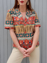 Charger l'image dans la galerie, Blazer vintage Ghislaine - Motifs ethniques. Taille M, 38, 40. Camaïeu. Made in France.