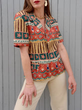 Charger l'image dans la galerie, Blazer vintage Ghislaine - Motifs ethniques. Taille M, 38, 40. Camaïeu. Made in France.