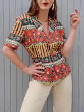 Charger l'image dans la galerie, Blazer vintage Ghislaine - Motifs ethniques. Taille M, 38, 40. Camaïeu. Made in France.