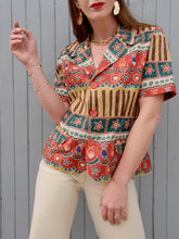 Charger l'image dans la galerie, Blazer vintage Ghislaine - Motifs ethniques. Taille M, 38, 40. Camaïeu. Made in France.