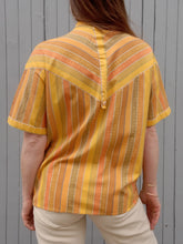 Charger l'image dans la galerie, Chemisette vintage Amy - Plastron en V. Taille S ,36, 38. Bleu Marine Design Paris. Made in France