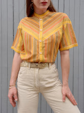 Charger l'image dans la galerie, Chemisette vintage Amy - Plastron en V. Taille S ,36, 38. Bleu Marine Design Paris. Made in France