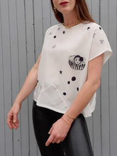 Charger l'image dans la galerie, Blouse vintage Bianca - Pierrot et pois. Taille XL, 42, 44. Louis Féraud.
