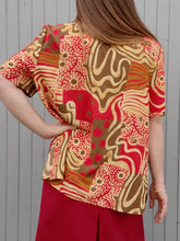 Charger l'image dans la galerie, Chemisette vintage Rose - Imprimé abstrait. Taille XXL, 44, 46. Jean Lo Bello. Made in France.