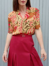 Charger l'image dans la galerie, Chemisette vintage Rose - Imprimé abstrait. Taille XXL, 44, 46. Jean Lo Bello. Made in France.