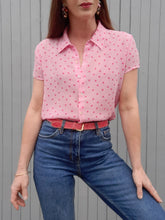 Charger l'image dans la galerie, Chemisette vintage Virginie - Rose à pois. Taille M, 38, 40. Cacharel. Made in France
