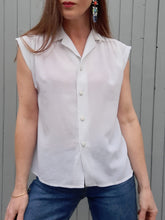 Charger l'image dans la galerie, Chemisette vintage Anissa - Blanche. Taille S, 36, 38. Daniel Duval. Made in France