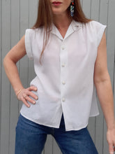 Charger l'image dans la galerie, Chemisette vintage Anissa - Blanche. Taille S, 36, 38. Daniel Duval. Made in France