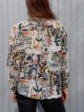 Charger l'image dans la galerie, Chemisier vintage Amanda - Imprimé bariolé abstrait. Taille M, 38, 40