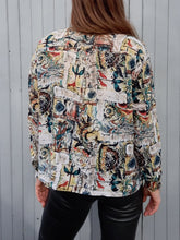 Charger l'image dans la galerie, Chemisier vintage Amanda - Imprimé bariolé abstrait. Taille M, 38, 40
