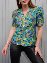 Charger l'image dans la galerie, Blazer vintage Mélanie - Imprimé feuillage. Taille S, 36, 38. Made in France.