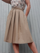 Charger l'image dans la galerie, Jupe plissée vintage Carmélita - Chiné marron / beige. Taille XL, 42, 44. Verdosa Paris