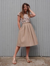 Charger l'image dans la galerie, Jupe plissée vintage Carmélita - Chiné marron / beige. Taille XL, 42, 44. Verdosa Paris