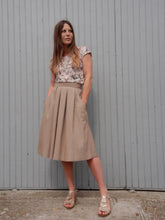 Charger l'image dans la galerie, Jupe plissée vintage Carmélita - Chiné marron / beige. Taille XL, 42, 44. Verdosa Paris