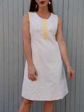 Charger l'image dans la galerie, Robe vintage Norine - Trois trous. Jaune et blanche. Taille M, 38, 40.