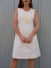 Charger l'image dans la galerie, Robe vintage Norine - Trois trous. Jaune et blanche. Taille M, 38, 40.