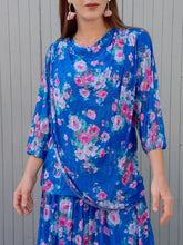 Charger l'image dans la galerie, Robe vintage Shanna - Voile fleuri à effet de superposition. Taille M, 38, 40. Création Doucel. Made in France