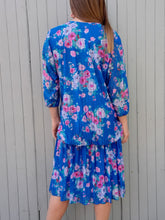 Charger l'image dans la galerie, Robe vintage Shanna - Voile fleuri à effet de superposition. Taille M, 38, 40. Création Doucel. Made in France