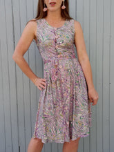 Charger l'image dans la galerie, Robe vintage Donna - Tissu texturé parme, anis, vert et blanc. Taille XS, 34, 36