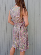 Charger l'image dans la galerie, Robe vintage Donna - Tissu texturé parme, anis, vert et blanc. Taille XS, 34, 36