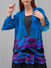 Charger l'image dans la galerie, Robe vintage Soline - Effet de superposition. Tissu ondulé et plissé permanent. Taille XXXL ou 46, 48. Made in France.