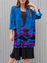 Charger l'image dans la galerie, Robe vintage Soline - Effet de superposition. Tissu ondulé et plissé permanent. Taille XXXL ou 46, 48. Made in France.