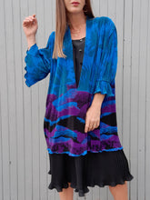 Charger l'image dans la galerie, Robe vintage Soline - Effet de superposition. Tissu ondulé et plissé permanent. Taille XXXL ou 46, 48. Made in France.