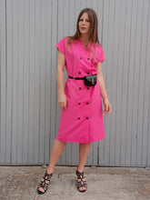 Charger l'image dans la galerie, Robe vintage Gabrielle - Rose flashy. Double boutonnage. Taille XL 42, 44.