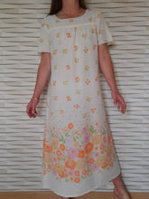Charger l'image dans la galerie, Chemise de nuit vintage - Jaune fleurie. Taille L, 40, 42. Made in France.