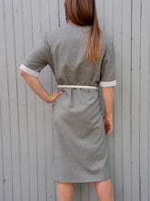 Charger l'image dans la galerie, Robe vintage Solange - Imprimé pied de poule noir & blanc. Taille M, 38, 40. Weinberg. made in France.