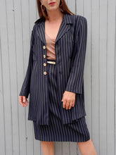 Charger l'image dans la galerie, Ensemble vintage Yolaine - Bleu rayé blanc . Taille XL, 42, 44. Caroline Rohmer