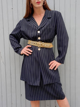 Charger l'image dans la galerie, Ensemble vintage Yolaine - Bleu rayé blanc . Taille XL, 42, 44. Caroline Rohmer