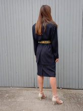 Charger l'image dans la galerie, Ensemble vintage Yolaine - Bleu rayé blanc . Taille XL, 42, 44. Caroline Rohmer