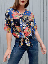 Charger l'image dans la galerie, Chemisier vintage Lili - A carreaux bariolés. Taille XXL, 44, 46. Damart.