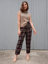 Charger l'image dans la galerie, Pantalon vintage Nora - Tartan bleu marine. Taille L, 40, 42.