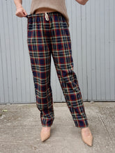 Charger l'image dans la galerie, Pantalon vintage Nora - Tartan bleu marine. Taille L, 40, 42.